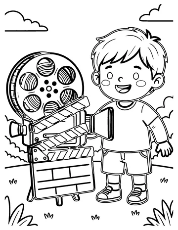 Film Reel and Clapper coloring page