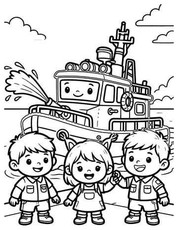 Fireboat coloring page