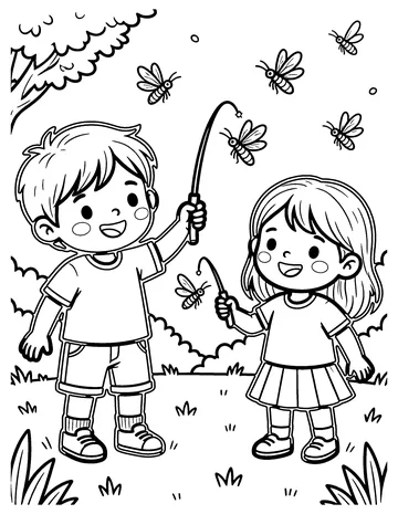 Fireflies coloring page