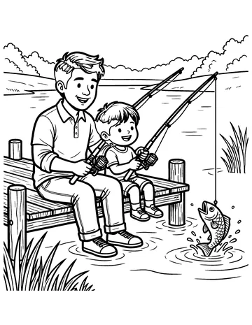 Fishing with Dad coloring page