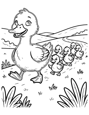 Five Little Ducks coloring page