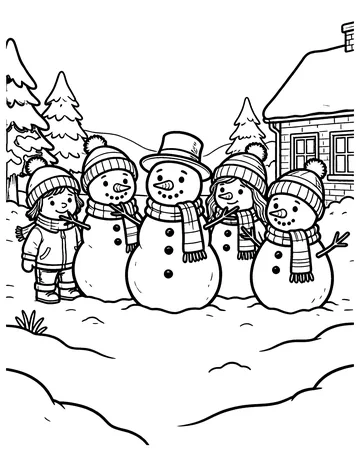 Five Little Snowmen coloring page