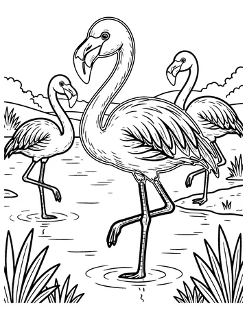 Flamingo Lake coloring page