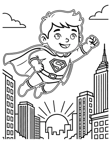 Flying Over the City coloring page