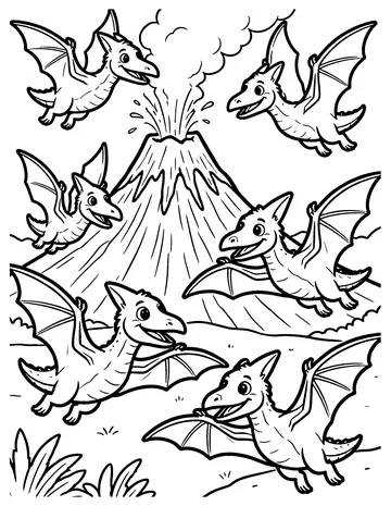 Flying Reptile Flock coloring page