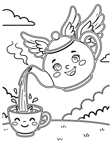 Flying Teapot coloring page