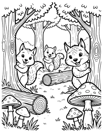Forest Hide-and-Seek coloring page