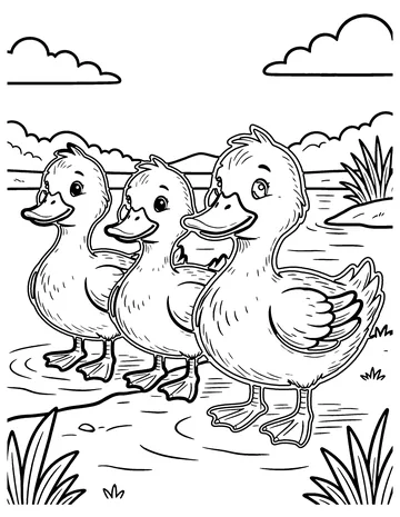 Four Ducks coloring page