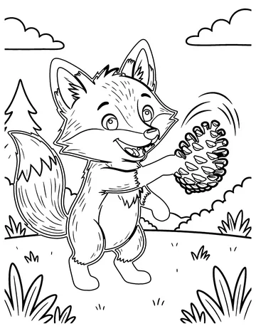 Fox and the Pine Cone coloring page