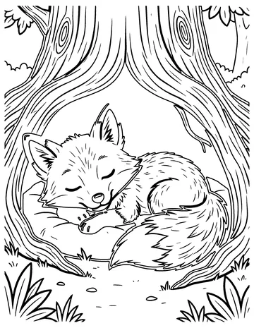Fox in Its Den coloring page