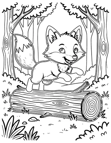 Fox Leaps a Log coloring page