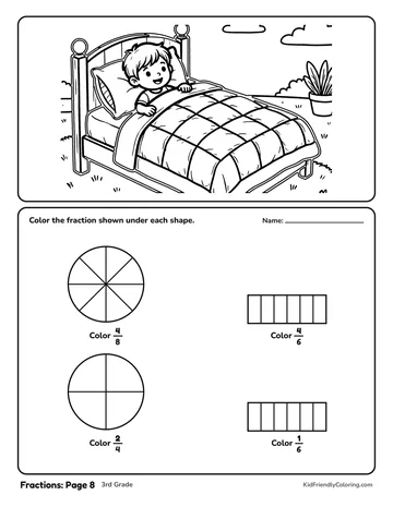 Fractions: Page 8 coloring page