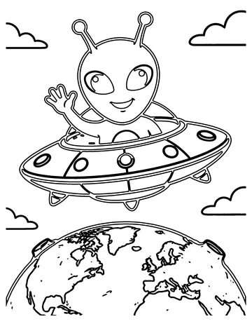 Friendly Alien coloring page