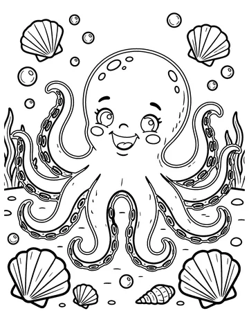 Friendly Octopus coloring page