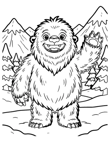 Friendly Yeti coloring page