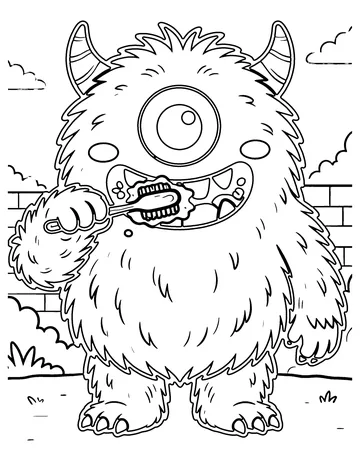 Fuzzy Monster coloring page