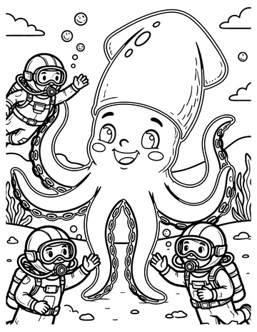 Giant Squid Friend coloring page