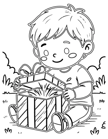 Gift Opening coloring page