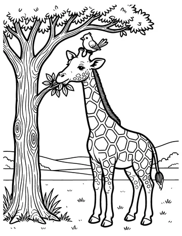 Giraffe's Tall Snack coloring page