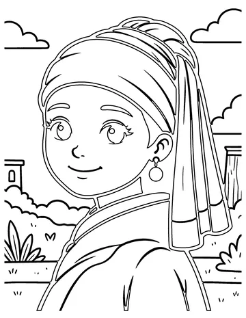 Girl with a Pearl coloring page