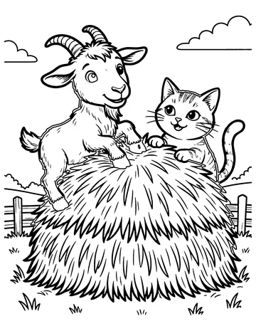 Goat on the Haystack coloring page