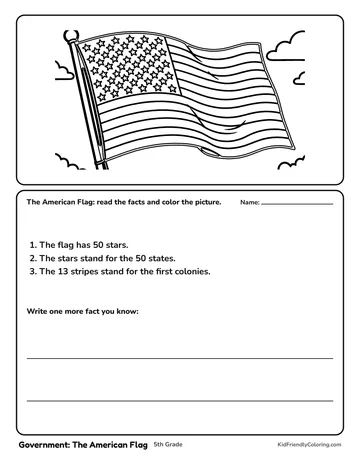 Government: The American Flag coloring page
