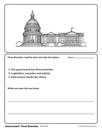 Government: Three Branches coloring page
