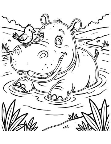 Happy Hippo coloring page