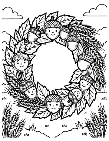 Harvest Wreath coloring page