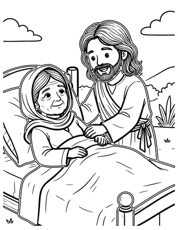 Healing Peter's Mother-in-Law coloring page