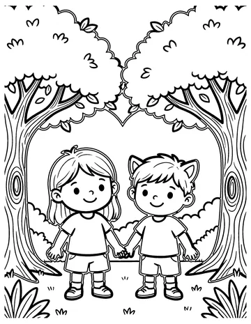 Heart-Shaped Trees coloring page