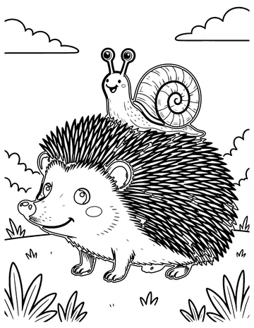 Hedgehog and Snail coloring page