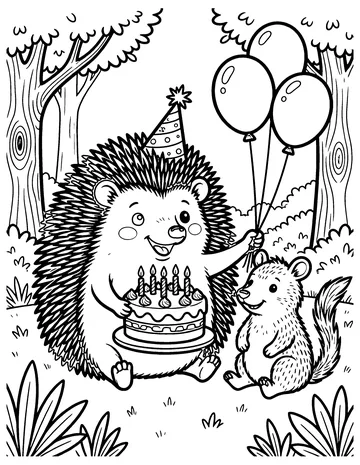 Hedgehog's Birthday coloring page