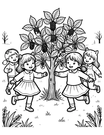 Here We Go Round the Mulberry Bush coloring page