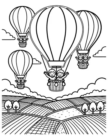 Hot Air Balloons coloring page