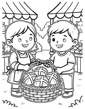 Hot Cross Buns Count coloring page