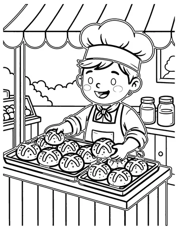 Hot Cross Buns coloring page