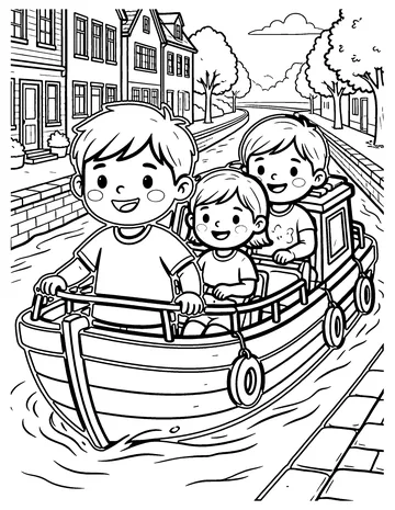 Houseboat coloring page