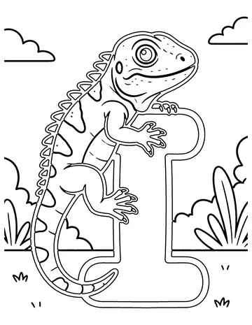 I Is for Iguana coloring page