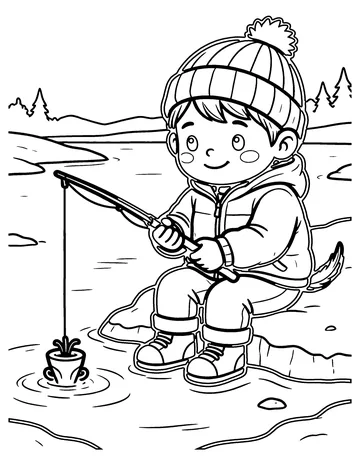 Ice Fishing coloring page