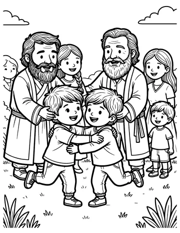 Jacob and Esau Hug coloring page