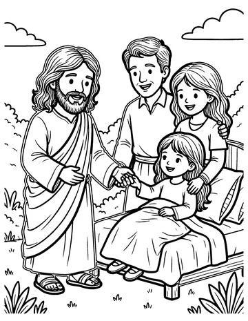 Jairus' Daughter Wakes Up coloring page