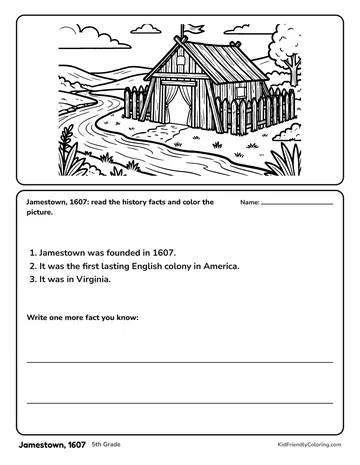 Jamestown, 1607 coloring page