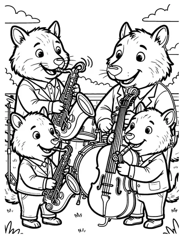 Jazz Band Animals coloring page
