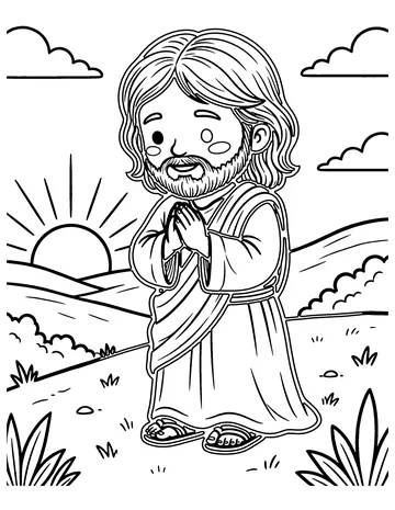 Jesus Prays in the Morning coloring page