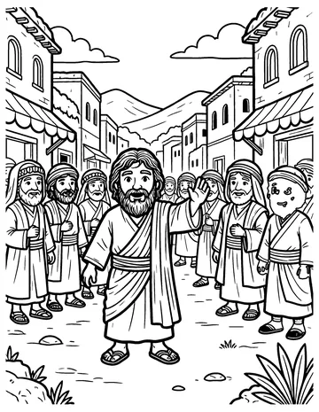 Jonah Preaches in Nineveh coloring page