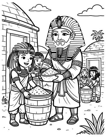 Joseph Stores the Grain coloring page