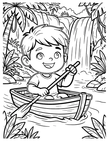 Jungle Waterfall coloring page