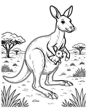 Kangaroo and Joey coloring page