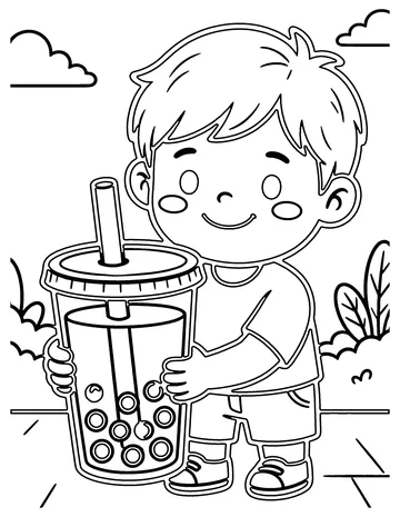 Kawaii Boba Tea coloring page